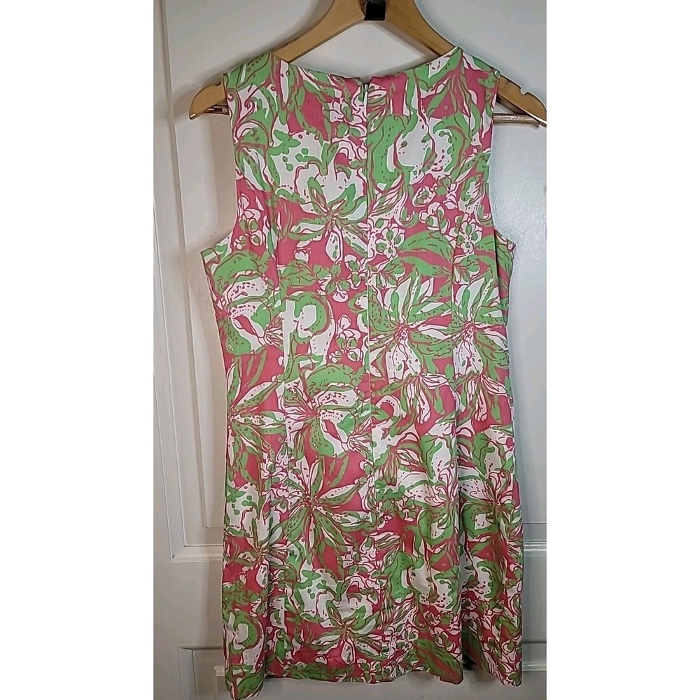 Lilly Pulitzer Shift Dress Women's 10 Pink Green EUC Beachy Preppy Tropical - Picture 3 of 7